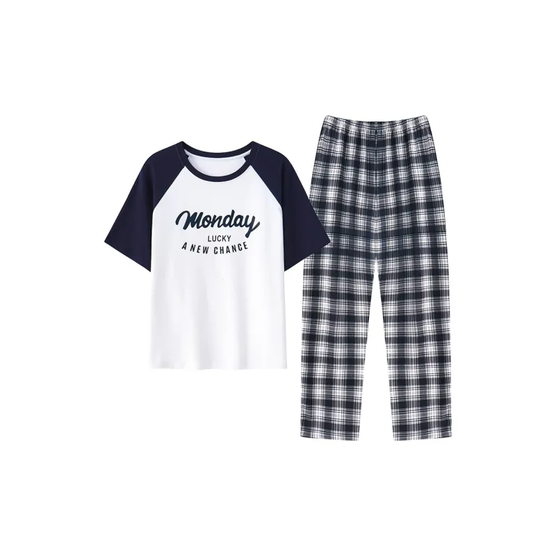 Mulong Family Pajama Set Women's Black White-0