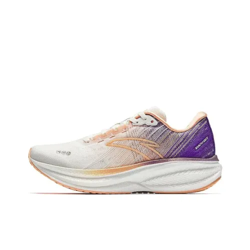 ANTA Running Shoes Women's Low-Top Ivory White/Iridescent Orange/Dynasty Purple