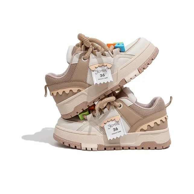 Feiyue Anti Slip Wear Resistant Low Top Skateboard Shoes Women's Beige Khaki-3