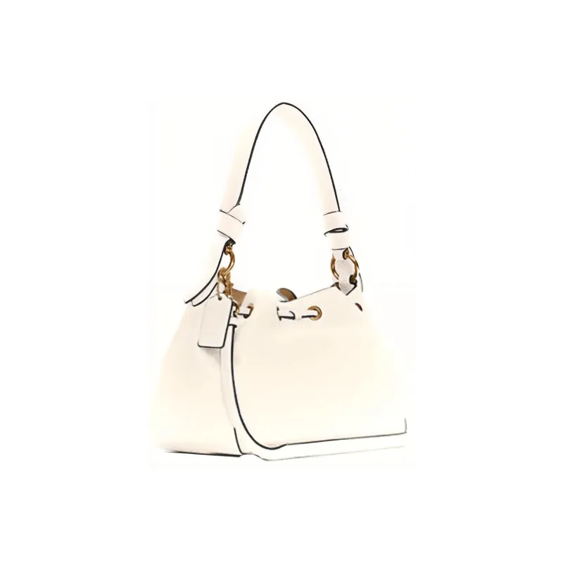 COACH Everly Leather Bucket Bag, Shoulder Bag, Crossbody Bag, Handbag Tubas Women's Chalk White-1