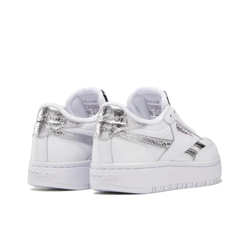 Reebok Club C Anti-Slip Wear-Resistant Low-Top Skateboard Shoes Women's White Silver-3