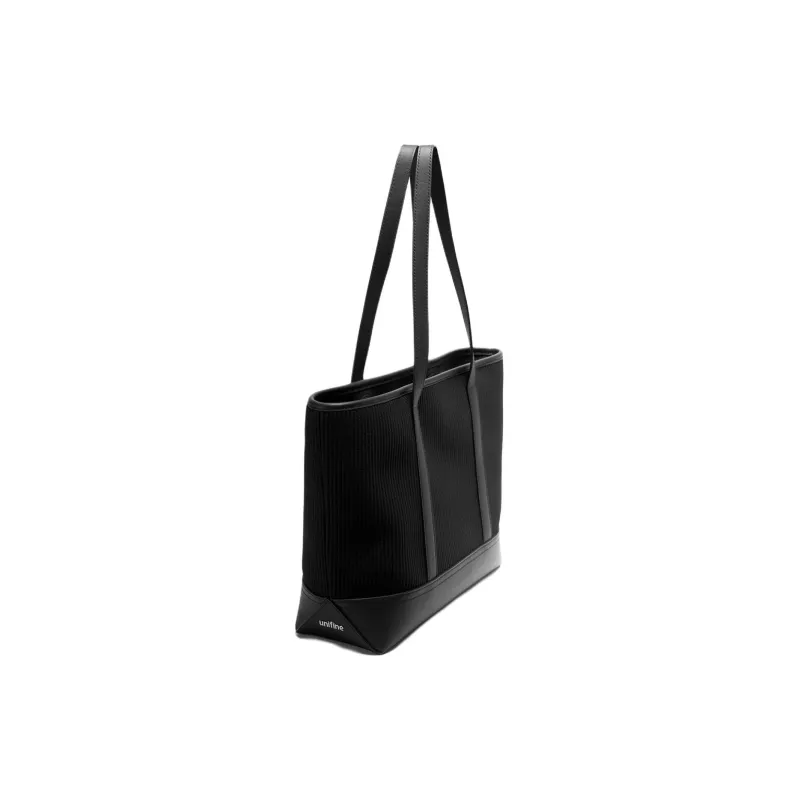 UNIFINE Cow Leather Handbag Shoulder Bag Large Size Women's Midnight Black-1