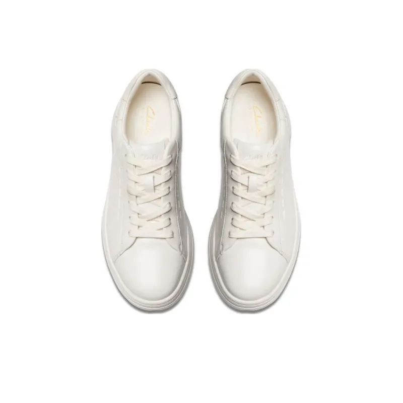 Clarks Low Top Skateboard Shoes Women's White-3