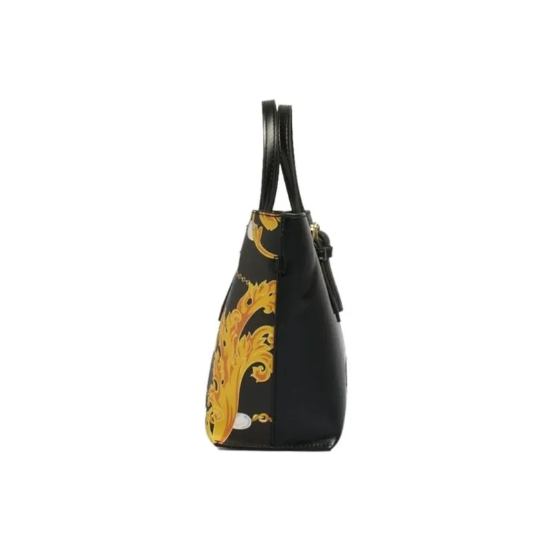 VERSACE JEANS COUTURE Artificial Leather Tote Bag, Shopping Bag, Handbag Women's Black & Gold-2