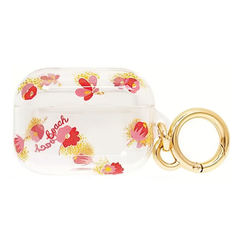 COACH Plastic Earphone Case Women's Transparent & Red-1