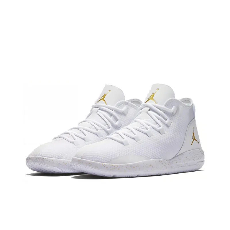 Jordan Reveal Cushioning, Slip Resistant, And Abrasion Resistant Mid Top Vintage Basketball Shoes Unisex White Gold-1