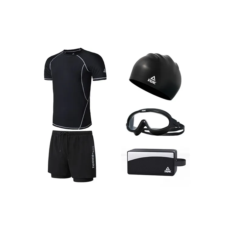 PEAK Swimming Sets Polyester Elastane Seaside Vacation With Hot Spring Men's Black-6