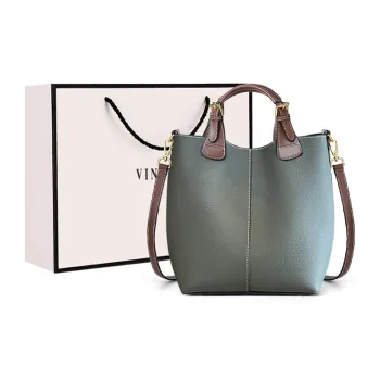 VINEY Cow Leather Handbag Shoulder Bag Crossbody Bag Bucket Bag Large Size Women's Multicolor