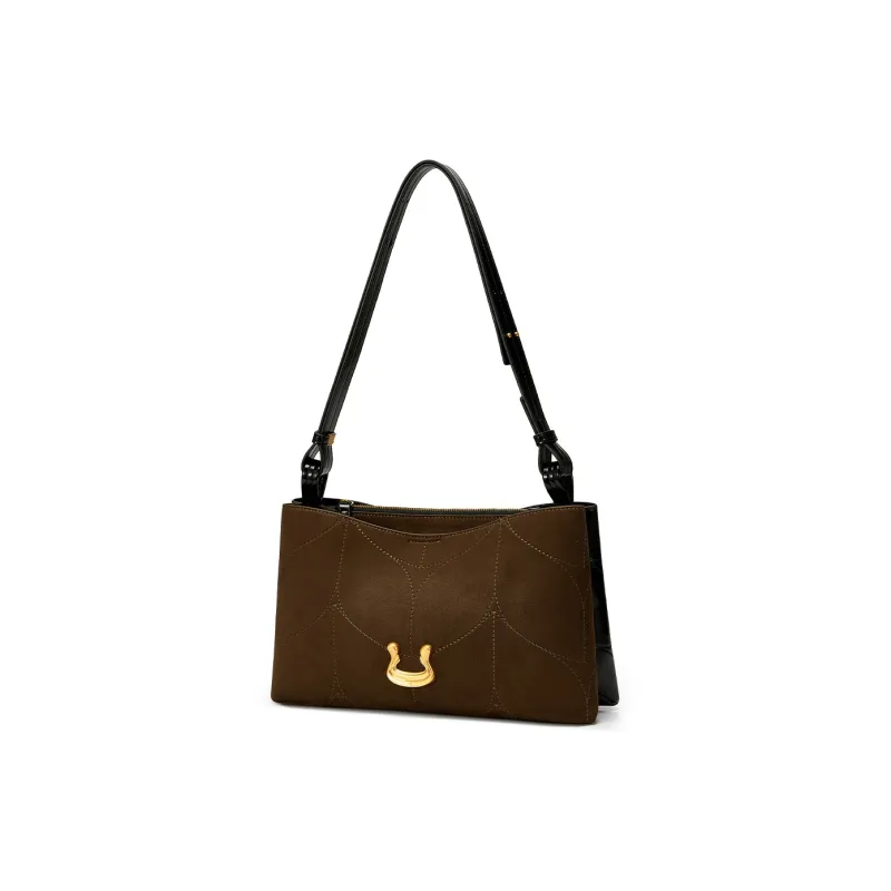 JUST STAR Synthetic Leather Portable Crossbody Underarm Shoulder Bag Regular Women's Brown/Black/White-14