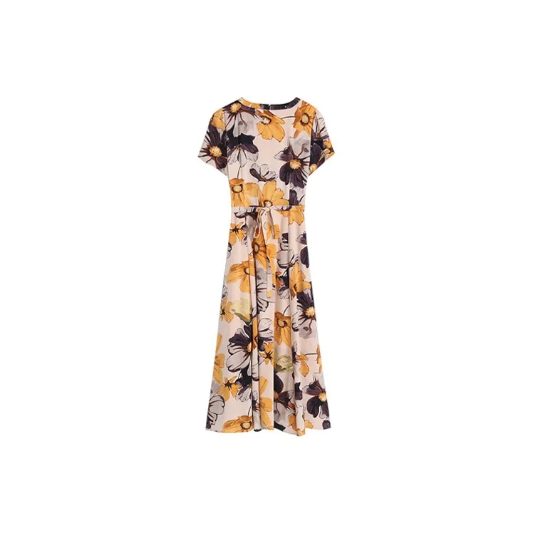 HUASJ Short-Sleeved Dresses Women's Yellow Multicolor-1