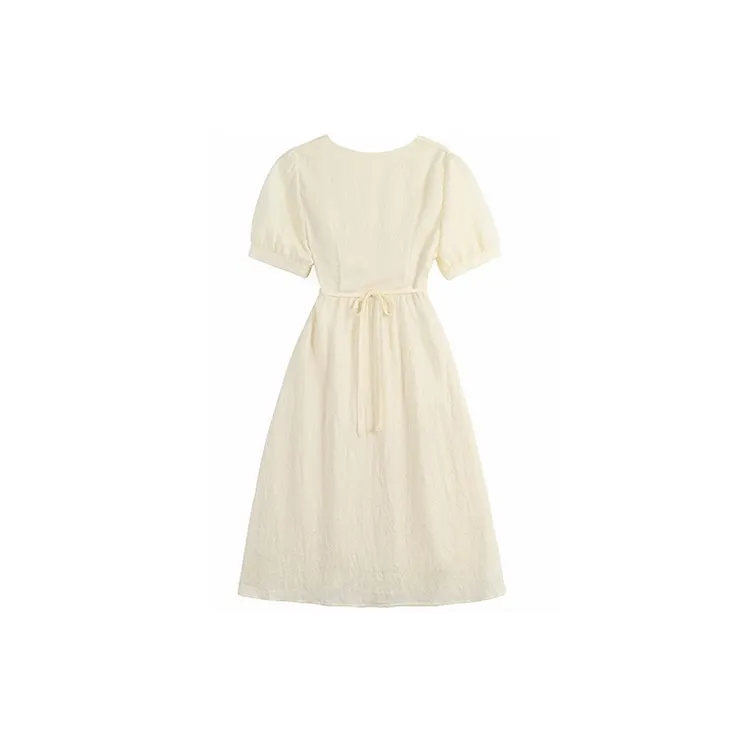 HUASJ Short Sleeved Dresses Women's Creamy Beige-1