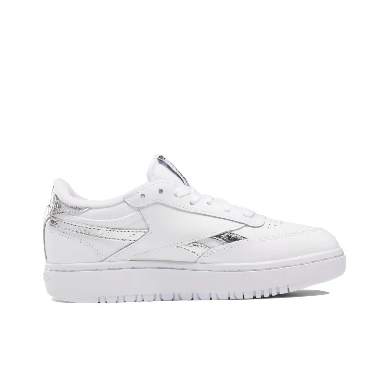 Reebok Club C Anti-Slip Wear-Resistant Low-Top Skateboard Shoes Women's White Silver-1