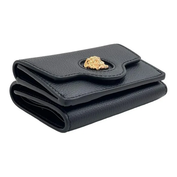 VERSACE La Medusa Leather Wallet Women's Black-6