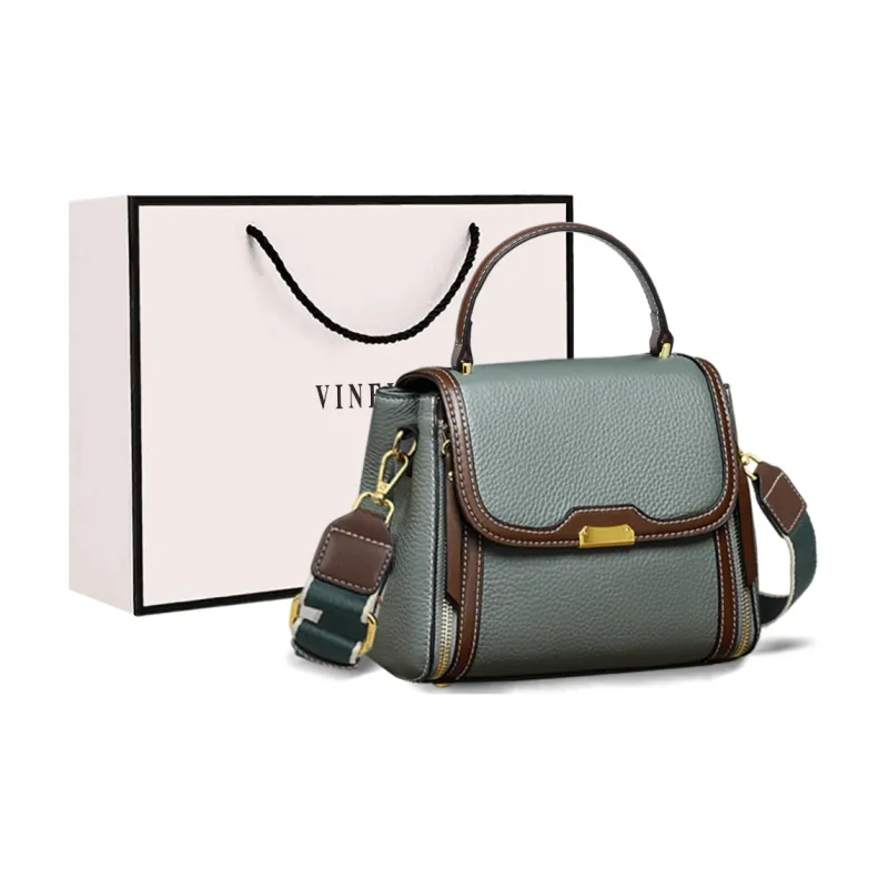 VINEY Cow Leather Handbag, Shoulder Bag, Crossbody Bag, Mom Bag Regular Women's Multicolor-0
