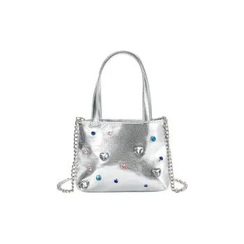 Juju Jimmy PU Shoulder Bag With Rhinestones Handbag Regular Women's Silver/Black