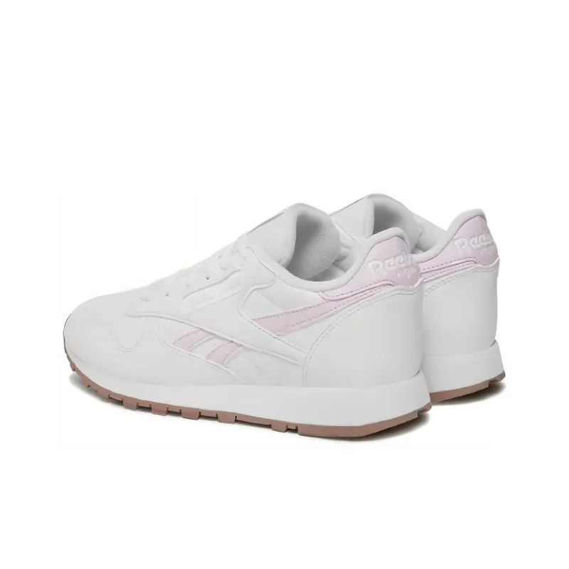 Reebok Classic Leather Anti-Slip Wear-Resistant Low-Top Skateboard Shoes Unisex White Purple-1