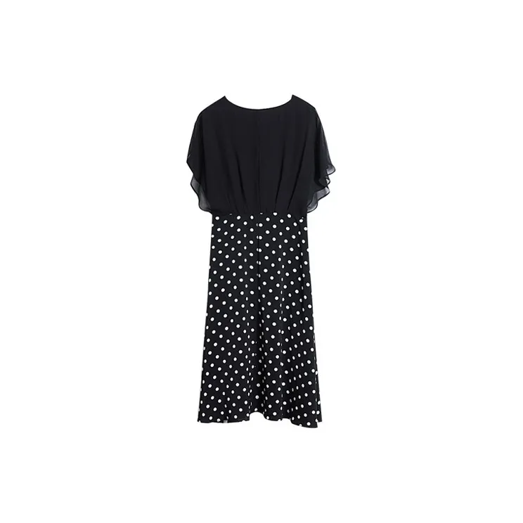 HUASJ Short Sleeved Dresses Women's Polka Dot Black-1