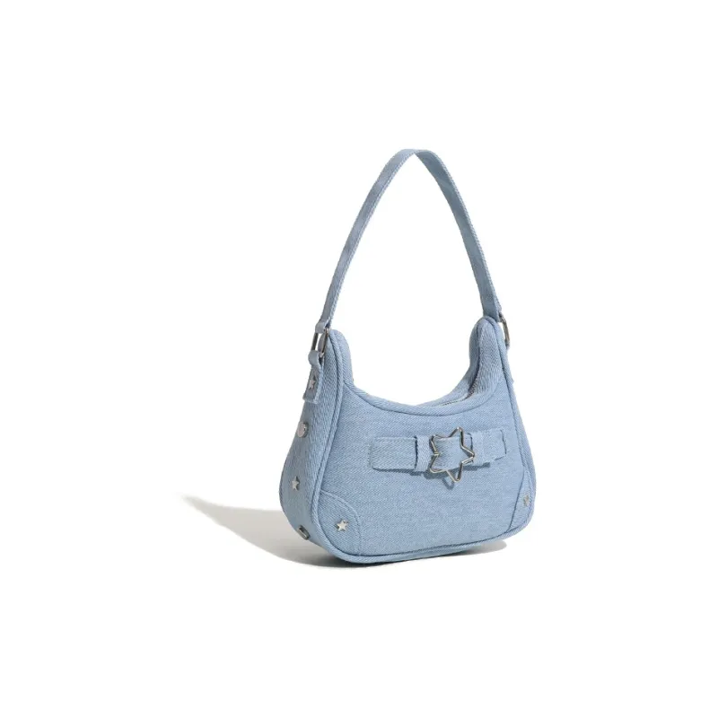 Carksky PU Shoulder Bag Regular Women's Blue/Black/White-1