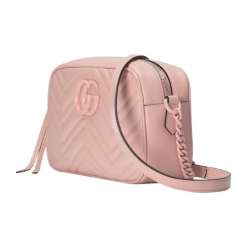 GUCCI GG Marmont Leather Crossbody Bag Shoulder Bag Small Size Women's Pink-1