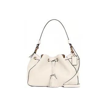 COACH Everly Leather Bucket Bag Shoulder Bag Crossbody Bag Handbag Large Size Women's Chalk White