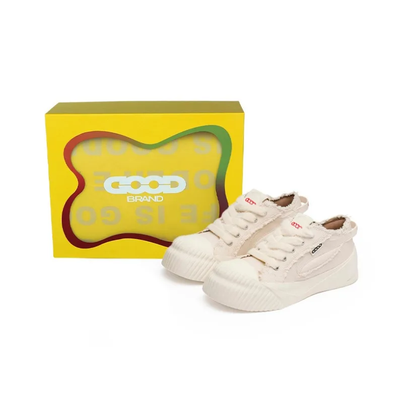 GOODBRAND Low Top Canvas Shoes Unisex Almond White-1