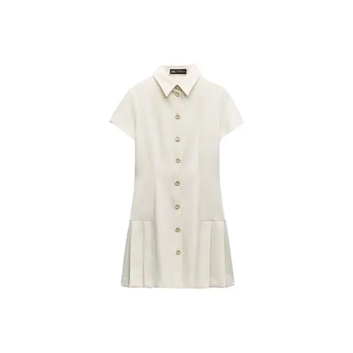 ZARA Short-Sleeved Dresses Women's White