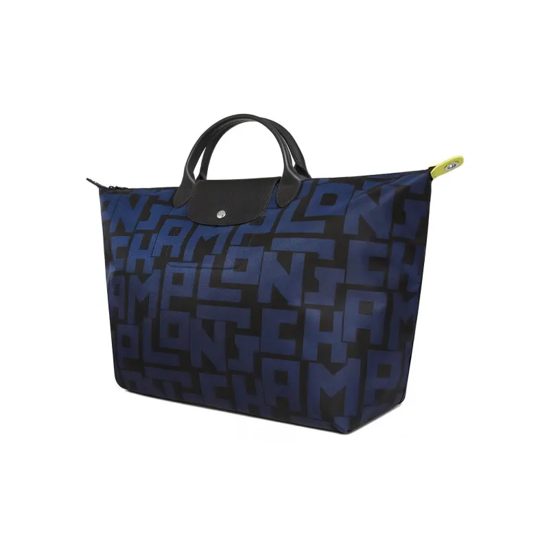 LONGCHAMP Le Pliage LGP Nylon Fabric One Shoulder Handbags Large Size Women's Black/Navy-1