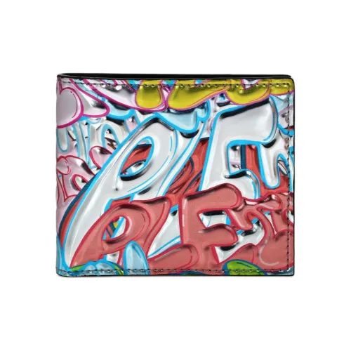 PHILIPP PLEIN Mirror Finish Leather Wallet Men's Silver & Multicolor