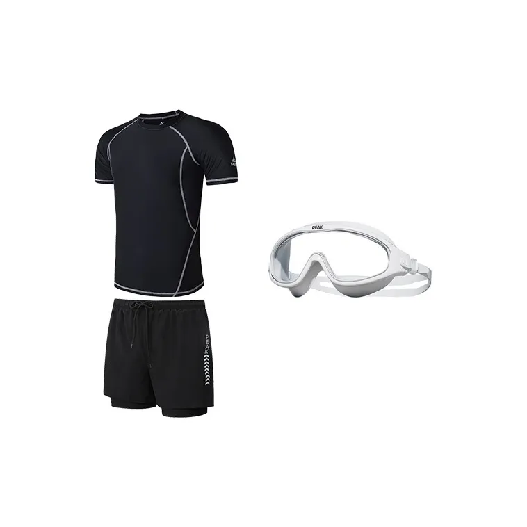 PEAK Swimming Sets Polyester Elastane Seaside Vacation With Hot Spring Men's Black-3