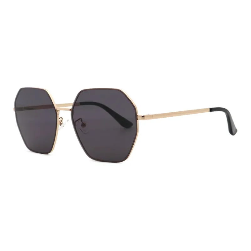 Pair Ponyo Metal Irregular Shape Decorative Sunglasses Unisex Gold-0