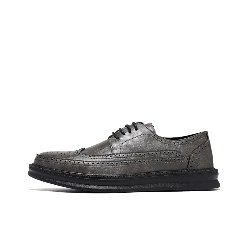 Romon Dress Shoes Men Low Top Black, Brown, Gray, White-6