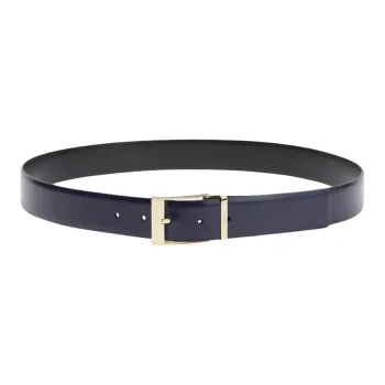 FERRAGAMO Letter Logo Pin Buckle Leather Belts Men's Blue