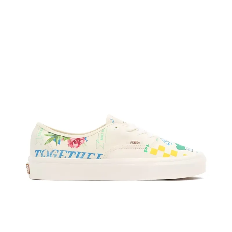 Vans Authentic Low Tops Casual Skateboarding Shoes Unisex White Green Blue Cartoon Printing 'White Green Blue'-1
