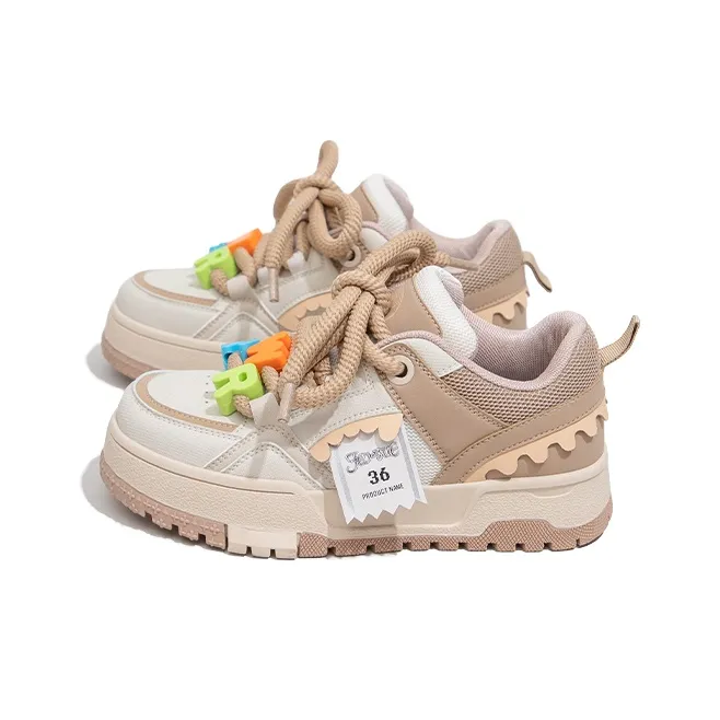 Feiyue Anti Slip Wear Resistant Low Top Skateboard Shoes Women's Beige Khaki-2