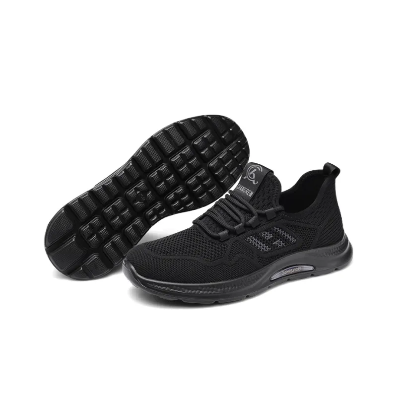Strongman 3515 Men's Shoes Flyknit Athletic Shoes Men's Versatile Black Shoes Breathable-4