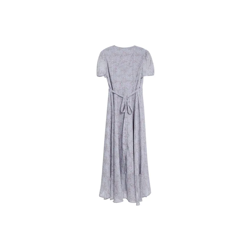 Fstudio Floral Short Sleeved Tea Dress Women's Blue-1