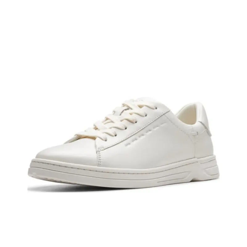 Clarks Low Top Skateboard Shoes Women's White-1