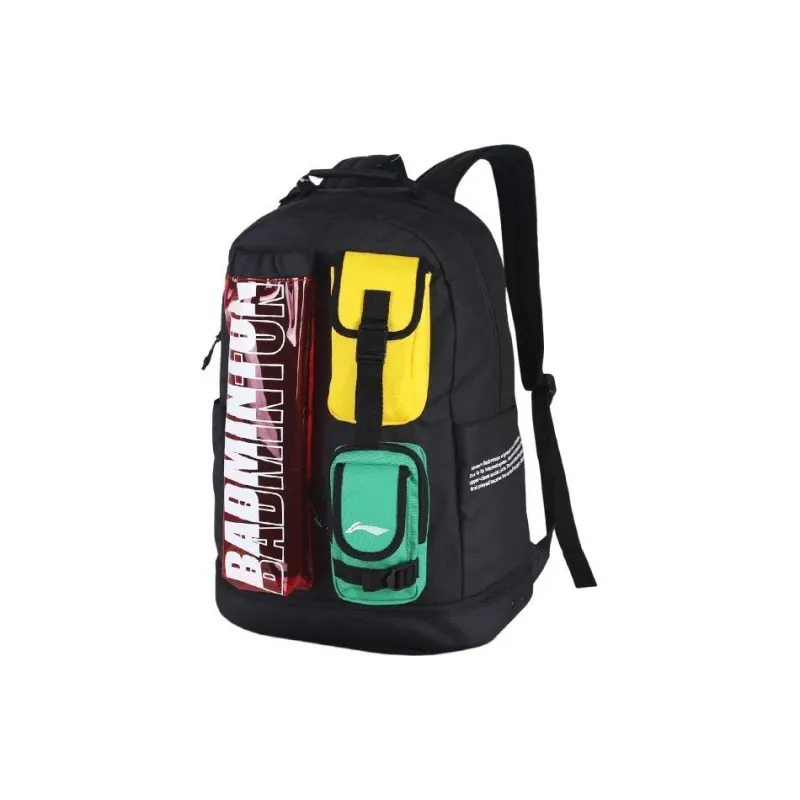 LiNing Polyester Badminton Double Shoulder Backpack Regular Unisex Black Color Blocking-2