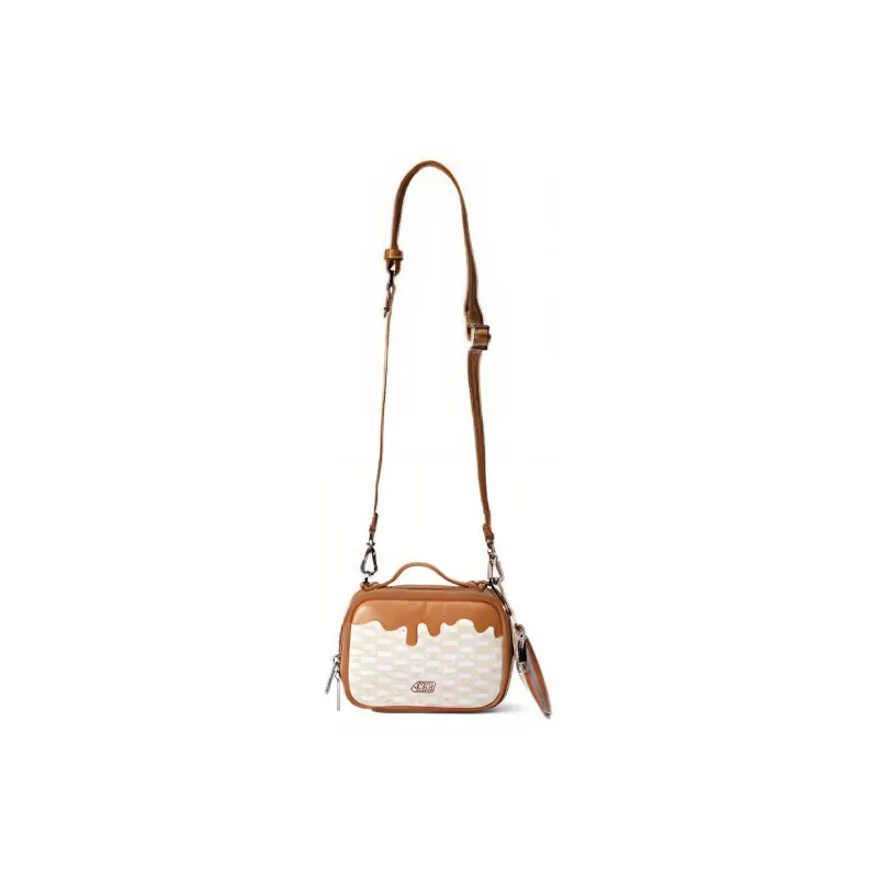 Skechers Ice Cream Series Fabric Small Square Bag, Crossbody, One Shoulder Handbag Regular Unisex Khaki-0