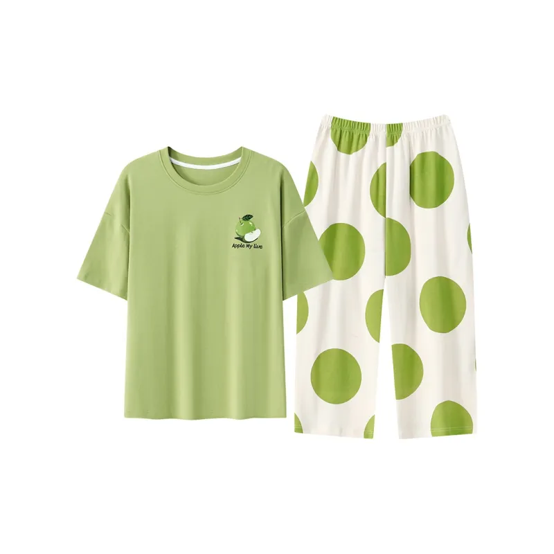 Mulong Family Pajama Set Women's Yellow Green-0