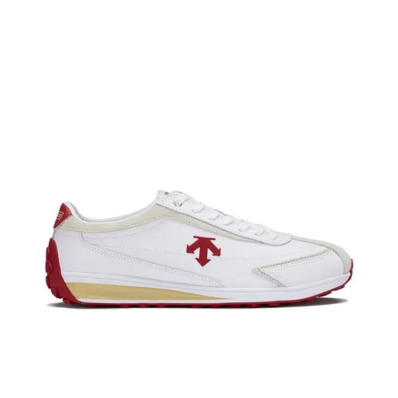 DESCENTE Cron Racer Shock Absorbers With Slip Resistant Features Low Top Casual Running Shoes Unisex White Red-1