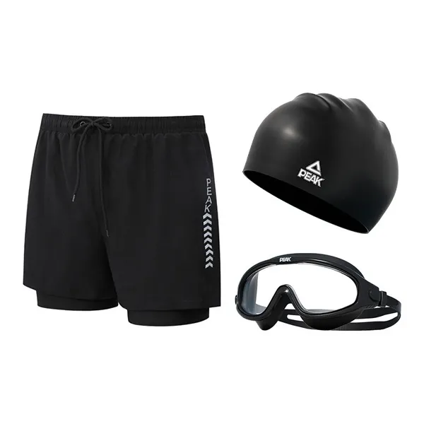PEAK Swimming Sets Polyester Elastane Seaside Vacation With Hot Spring Men's Black-3
