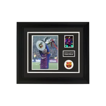 Three For Barcelona Team Leo Messi Signed Photo With SA Certificate Framed Design