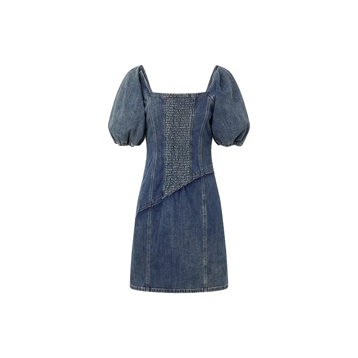 PEACEBIRD Short Sleeved Dresses Women's Denim Blue-1
