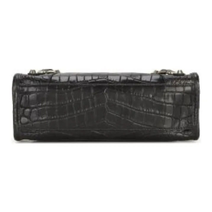 Balenciaga Cow Leather Crossbody One Shoulder Handbag Women's Black-3