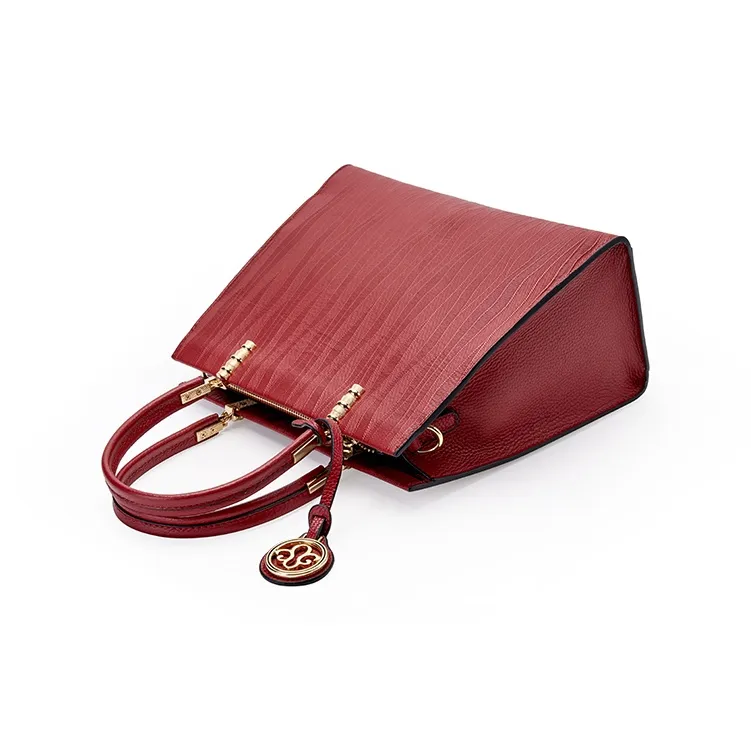 Carnival Keep Cow Leather Mommy Bag Handbag Large Size Women's Burgundy/Black-3
