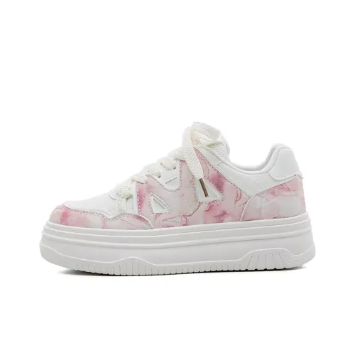 WARRIOR Skateboard Shoes Women's Low-Top White/Pink Red