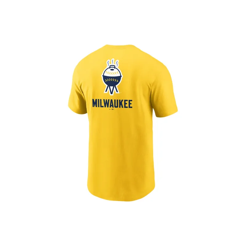 Nike x MLB T-Shirt Milwaukee Brewing Company Team Men's Yellow-1