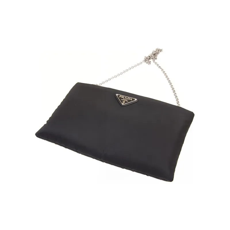 PRADA Nylon Fabric Shoulder Bag Women's Black-2