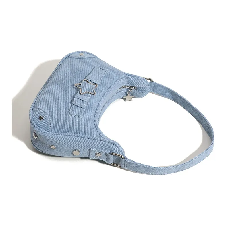 Carksky PU Shoulder Bag Regular Women's Blue/Black/White-2